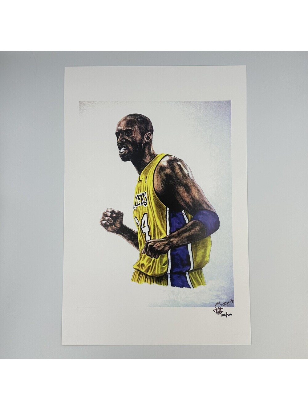 Kobe Bryant Lakers LE 12x18 Lithograph by Joshua Barton 102/500